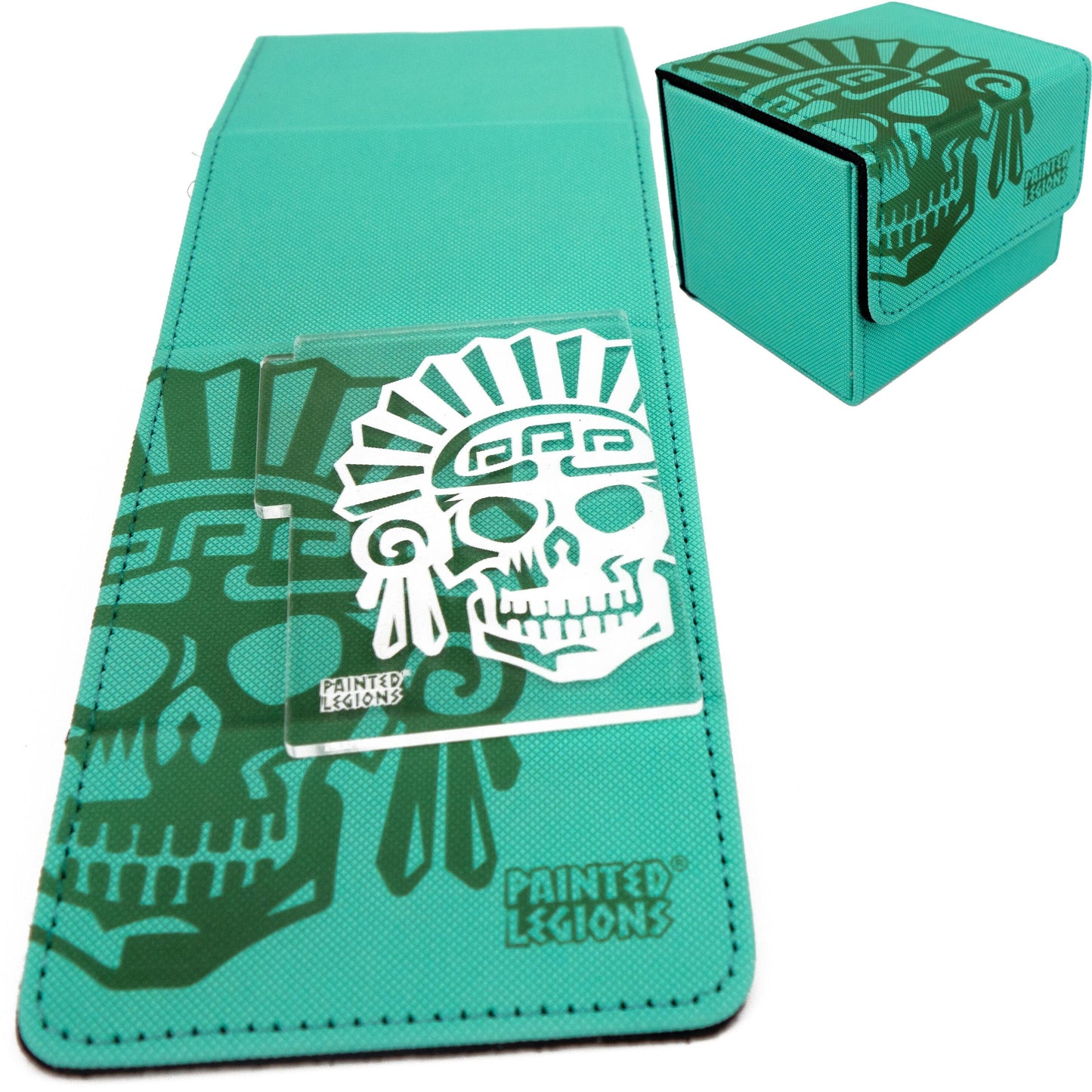 Deck Box - Standard Size Cards Side load 100 Card - Mint Aztec Skull