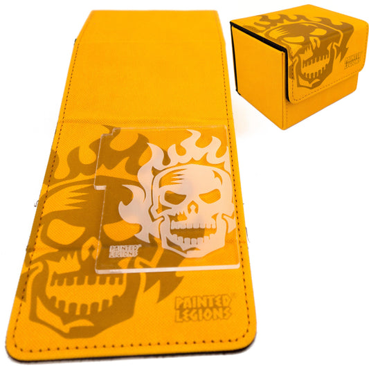 Deck Box - Standard Size Cards Side load 100 Card - Yellow Flame Skull