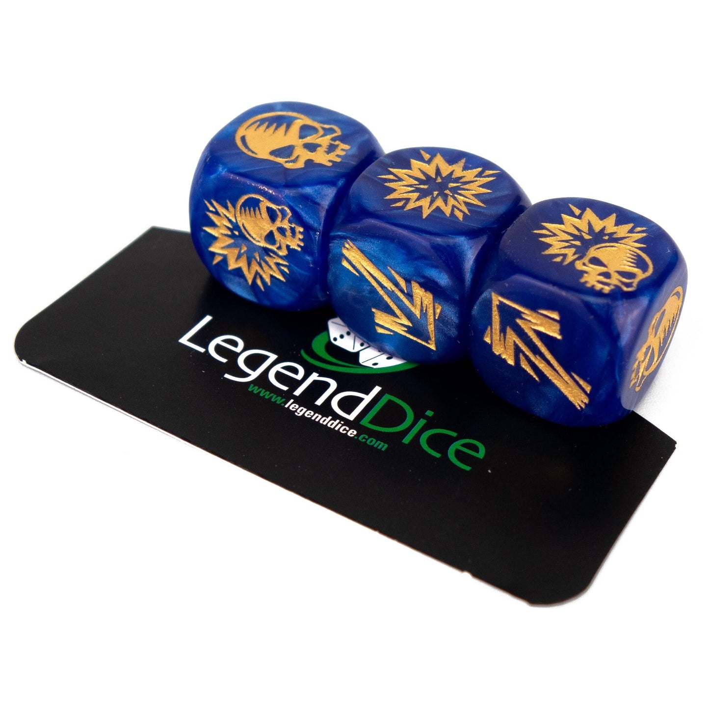 Blocking Dice Set - Pearl Blue (Gold) with bag, Clamshell