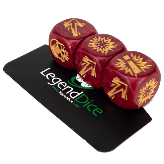 Blocking Dice Set - Pearl Burgundy (Gold) with bag, Clamshell