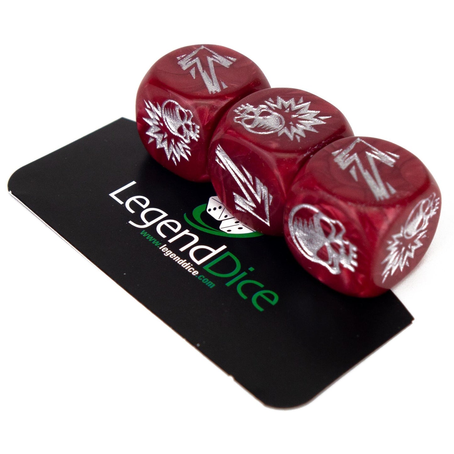 Blocking Dice Set - Pearl Burgundy (Silver) with bag, Clamshell