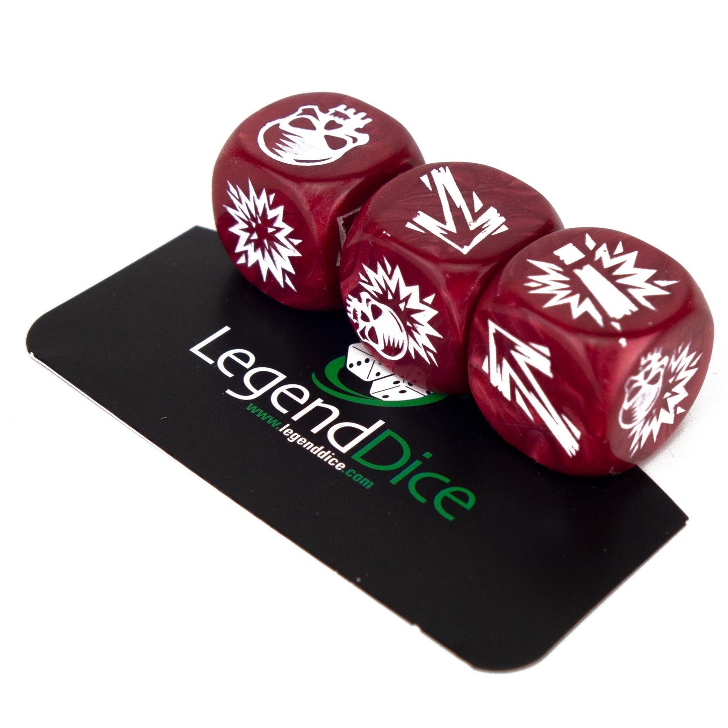 Blocking Dice Set - Pearl Burgundy (White) with bag, Clamshell