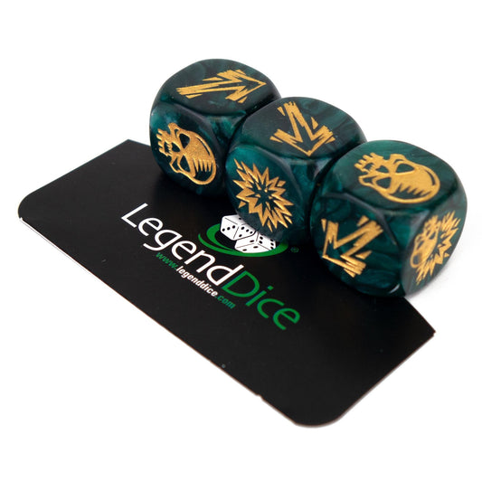 Blocking Dice Set - Pearl Green (Gold) with bag, Clamshell