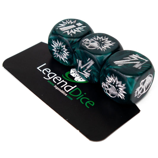 Blocking Dice Set - Pearl Green (Silver) with bag, Clamshell