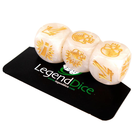 Blocking Dice Set - Pearl White (Gold) with bag, Clamshell