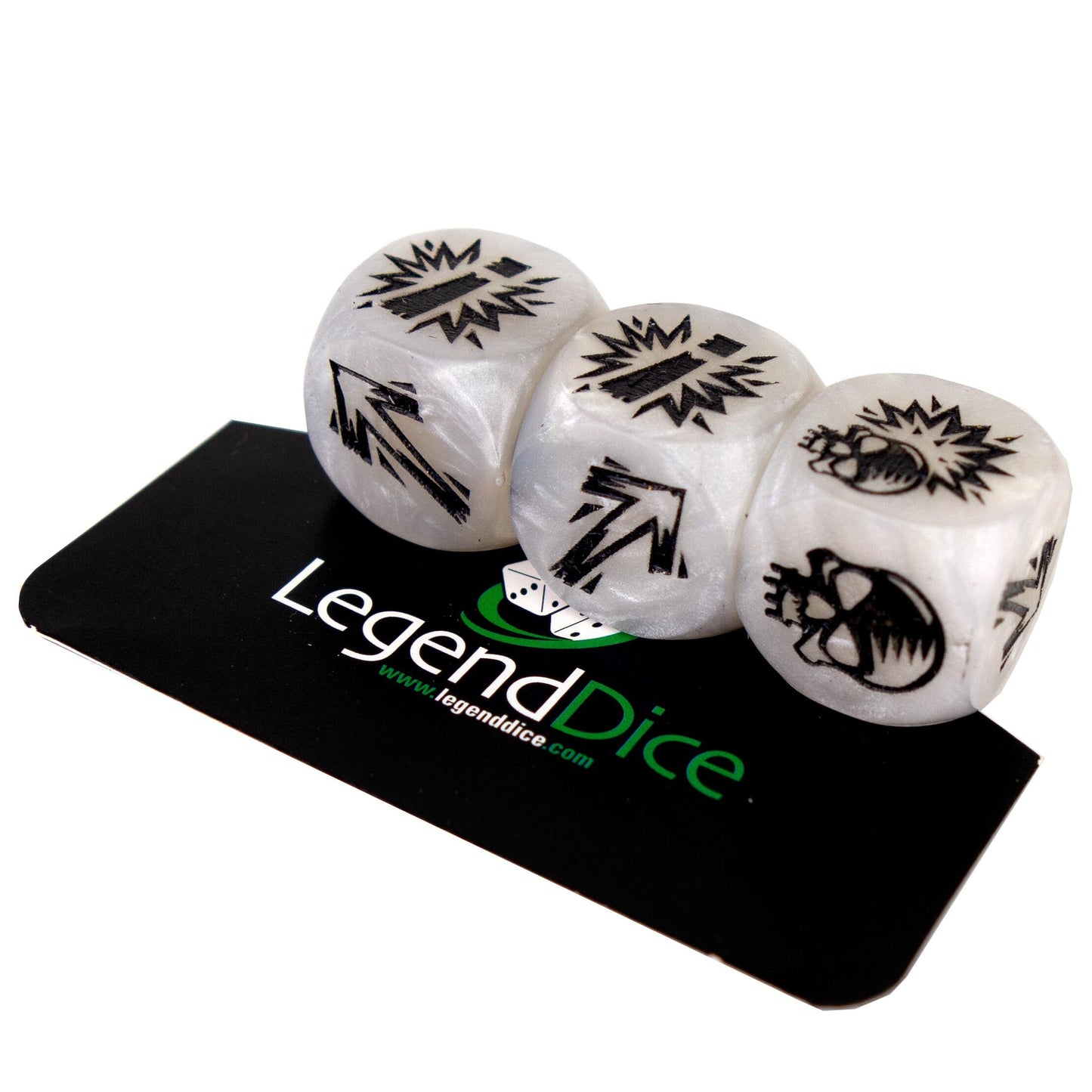 Blocking Dice Set - Pearl White (Black) with bag, Clamshell